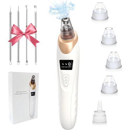 LUVISTI blackhead remover vacuum for face with adjustable suction levels and interchangeable probes for deep pore cleansing